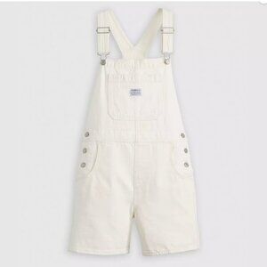 Levi's Vintage White Overall Shorts Shortalls - Size Medium